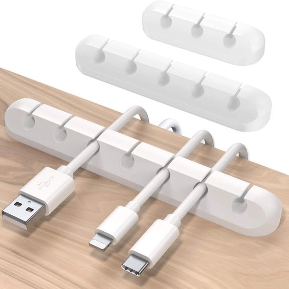 Kabelhouder Clips 3 stuks - Kabelmanagement voor USB-oplaadkabel, netsnoer en muis - Zelfklevend - Thuis en op kantoor - PC accessoire
