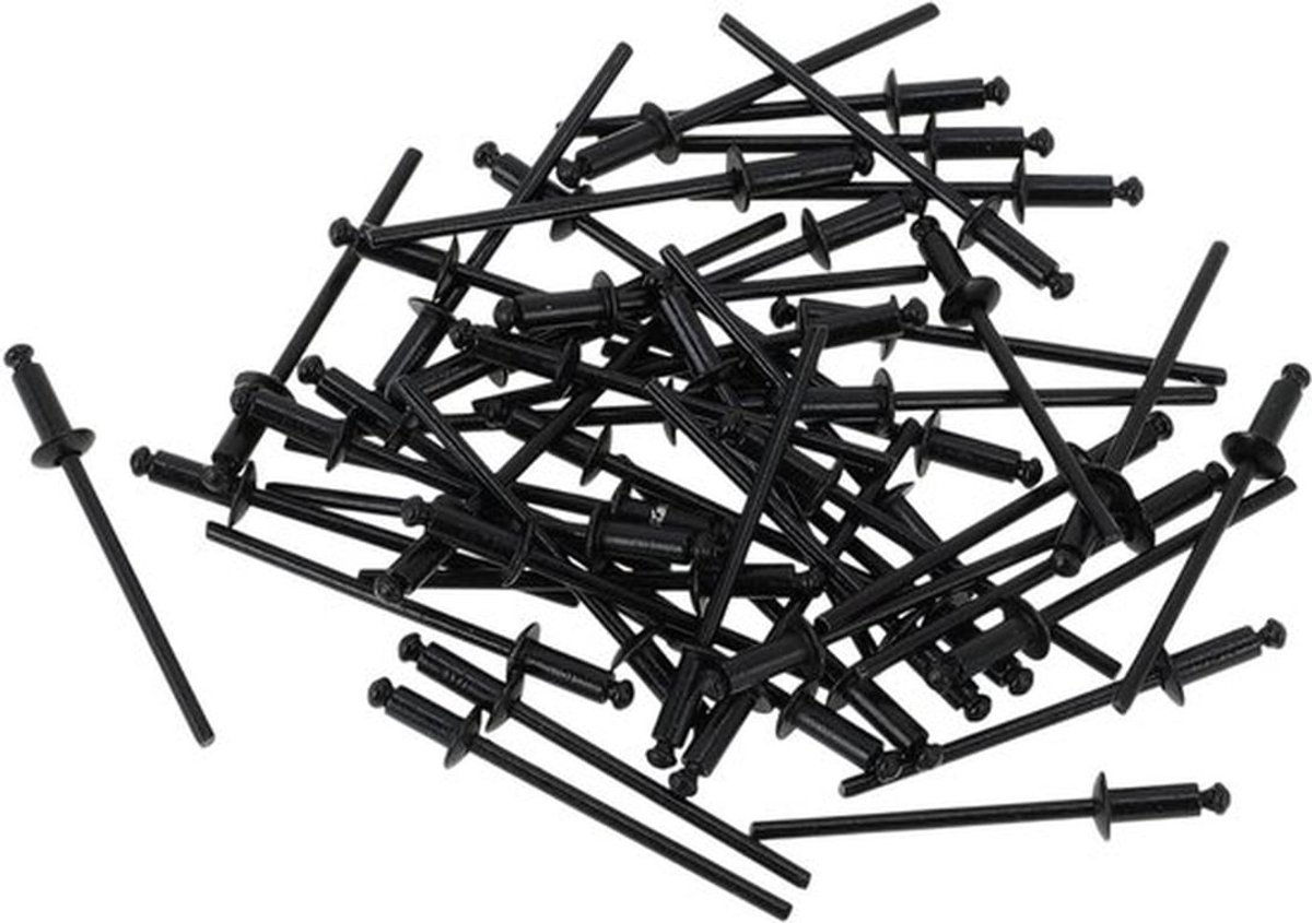 Grote Flens Blinde Klinknagels Zwart 50 Stuks - 3mm Grip Diameter, 6mm Grip Lengte en 6mm Flens Diameter van Aluminium en Ijzer voor Diverse Toepassingen