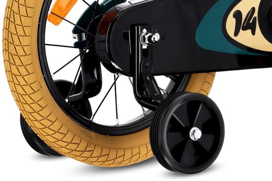 Verdant Bike Kinderfiets voor jongens 14 inch Donkergroen, leeftijd 3 tot 5 jaar, met zijwieltjes, duwstang, handrem van Verdant Bike — afbeelding 3