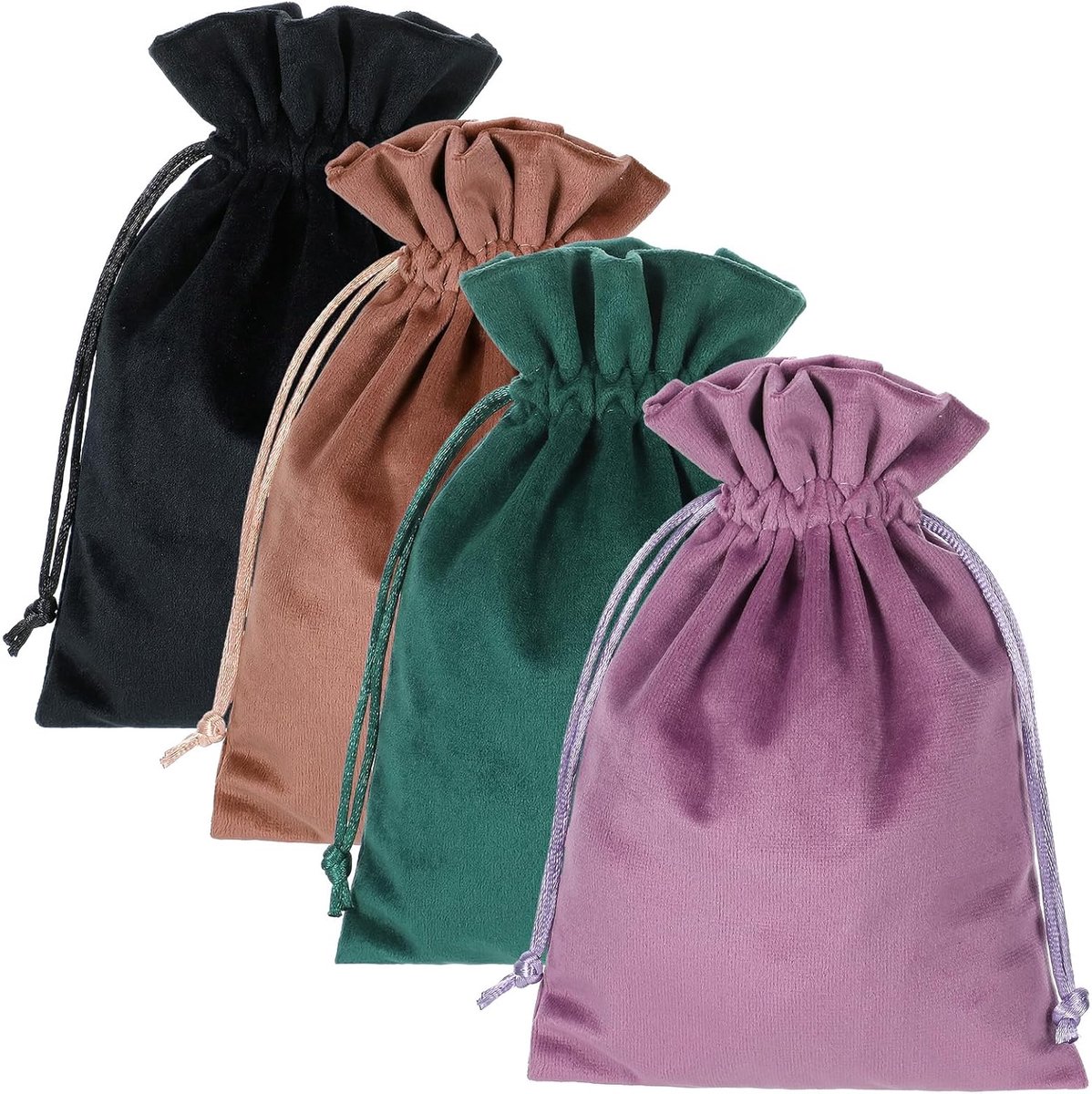4 stuks 7,08 x 13 cm fluwelen geschenkzakken zachte fluwelen zakken met trekkoorden, dobbelzak klein zakje met - ShopVlot