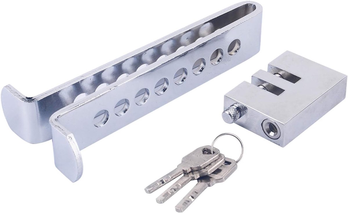 SnelShoppen - Stuurwielslot Auto Lock Pedalen Alarm RVS Automatisch Diefstalbeveiliging 8 Gaten Koppeling Lock Voertuig Bescherming Veiligheid Auto Re