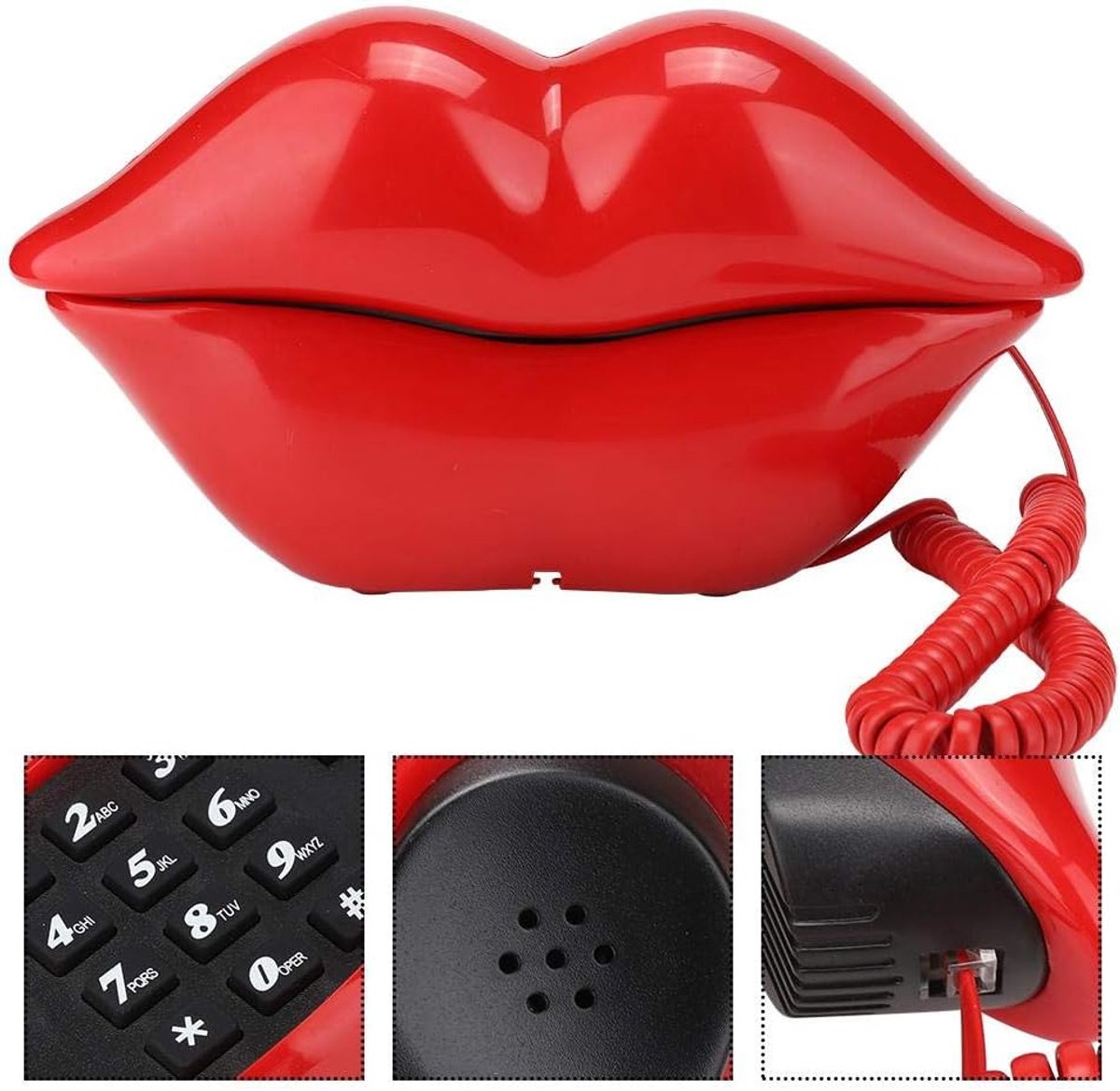 SnelShoppen - Novelty Lip Telefoon voor Thuis - Rode Lippen Vaste Telefoon met Duidelijke Geluid voor Hotel en Kantoor Decoratie