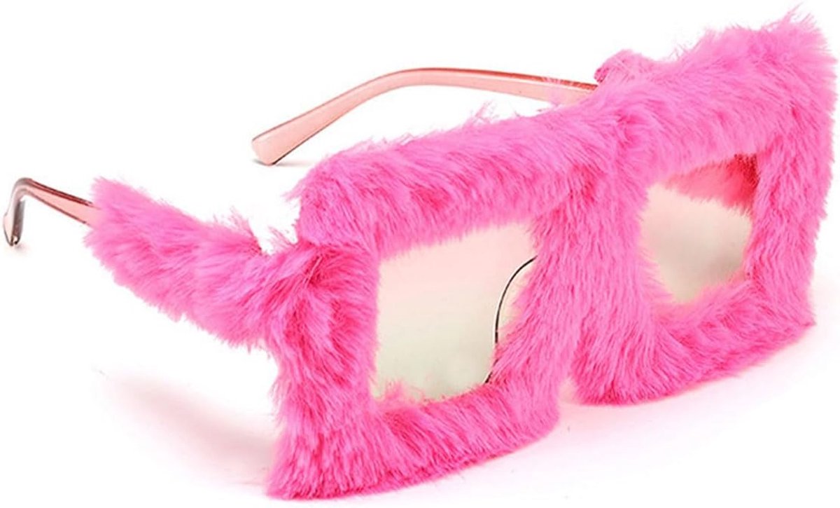 Oversized zonnebril - plüsch - kattenoog - trendy feestaccessoire - ShopVlot