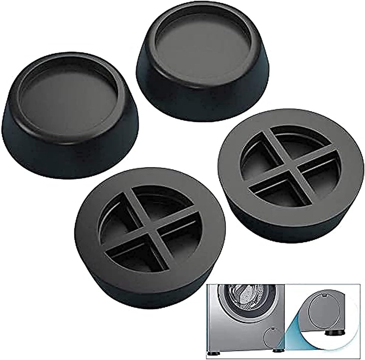 SnelShoppen - 4 Stuks Wasmachine Voeten Pads Rubber Antislip Schokdemper Universeel Anti-Schok Vibratie Voeten Pads voor Bescherming Vloer