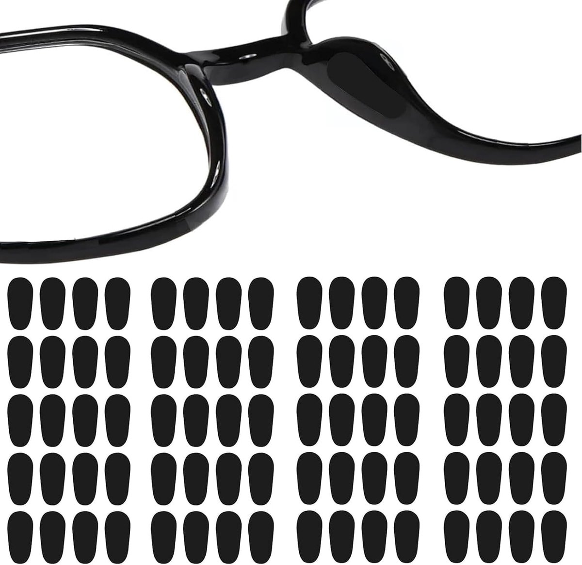 SnelShoppen - 40 paar siliconen neuspads antislip brillenpads zelfklevend voor brillen en zonnebrillen, druppelvormig zwart, perfecte pasvorm voor pla