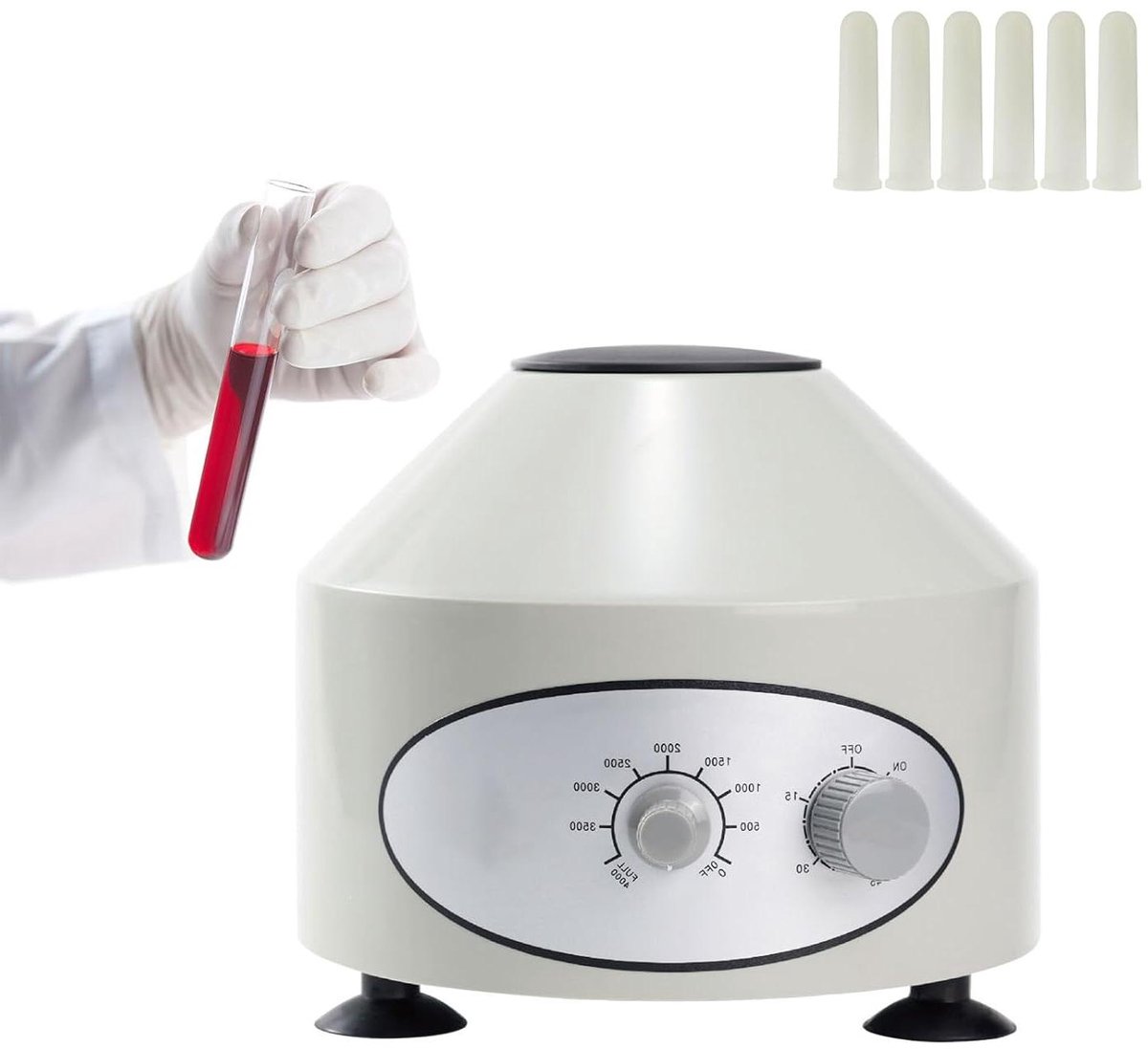 Labor Centrifuge - Mini Centrifuge Tafelmodel - Monsters Scheiden - Verstelbare Snelheid - 6 x 15 ml - Wit