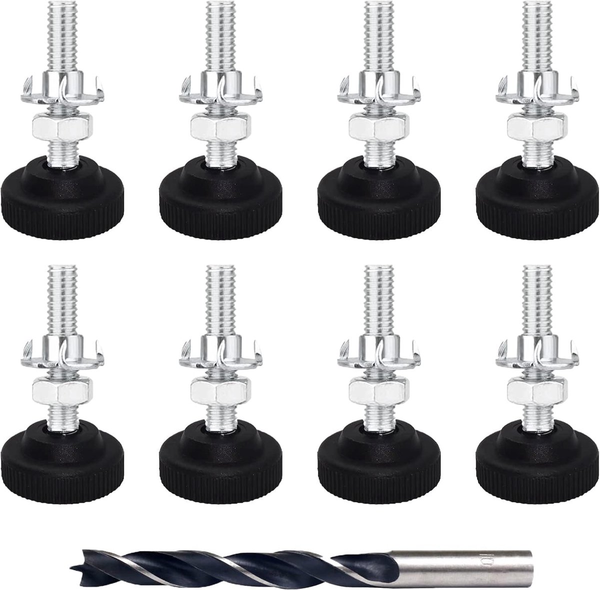 SnelShoppen - Verstelbare Meubelpoten Set van 8 - Metaal M8 x 30 mm - Robuuste Zwarte Poedercoating - Voor Sofa's, Tafels, Bedden en Kasten - Duurzaam