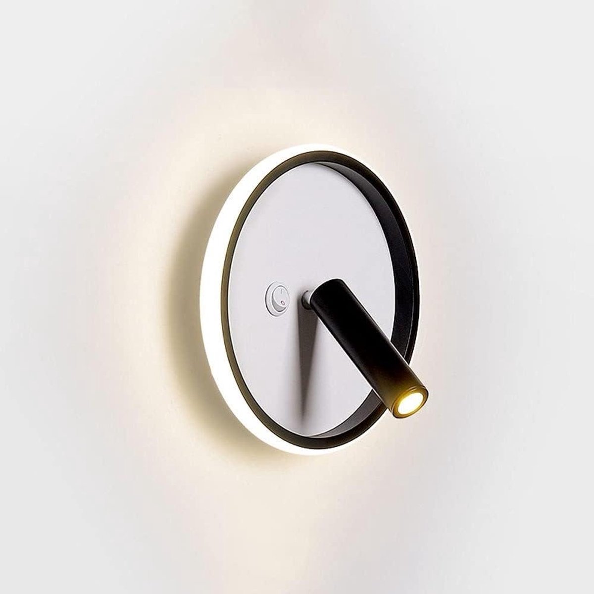 Moderne Wandlamp LED - Wandspot Ronde Lamp - Slaapkamer Verlichting - Verstelbare Lichtrichting - 20x20x4 cm - Wit