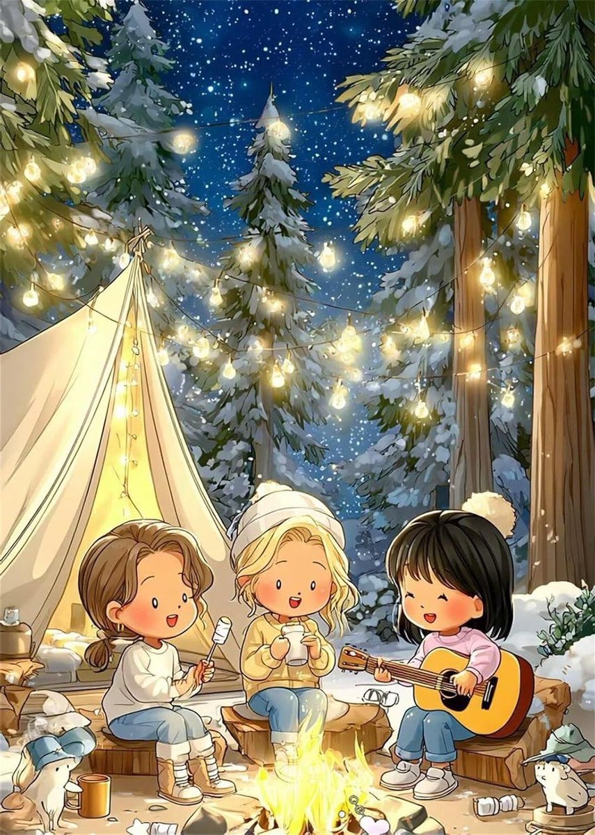Puzzel 2000 Stukjes - Volwassen Puzzel - Ontspannende Activiteit - Hoge Kwaliteit Karton - 100x70 cm - Winter Camping Meisjes