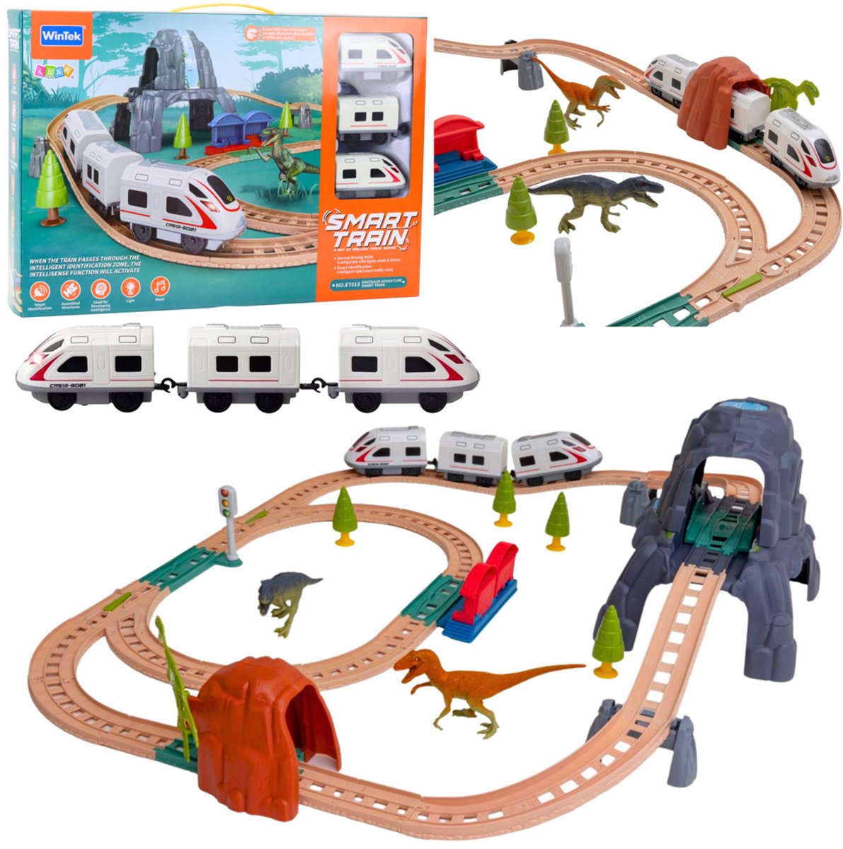 Dinosauruspark elektrische treinset met licht en geluid 76 cm