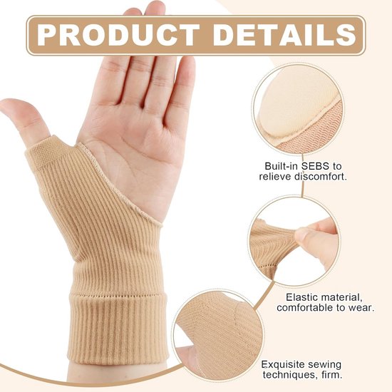 2 Paar Duimsteunen voor Rechts en Links - Ademend Duimondersteuning voor Artritis en Tendinitis, Duimspalken voor Comfort en Stabiliteit (Maat L) — afbeelding 2