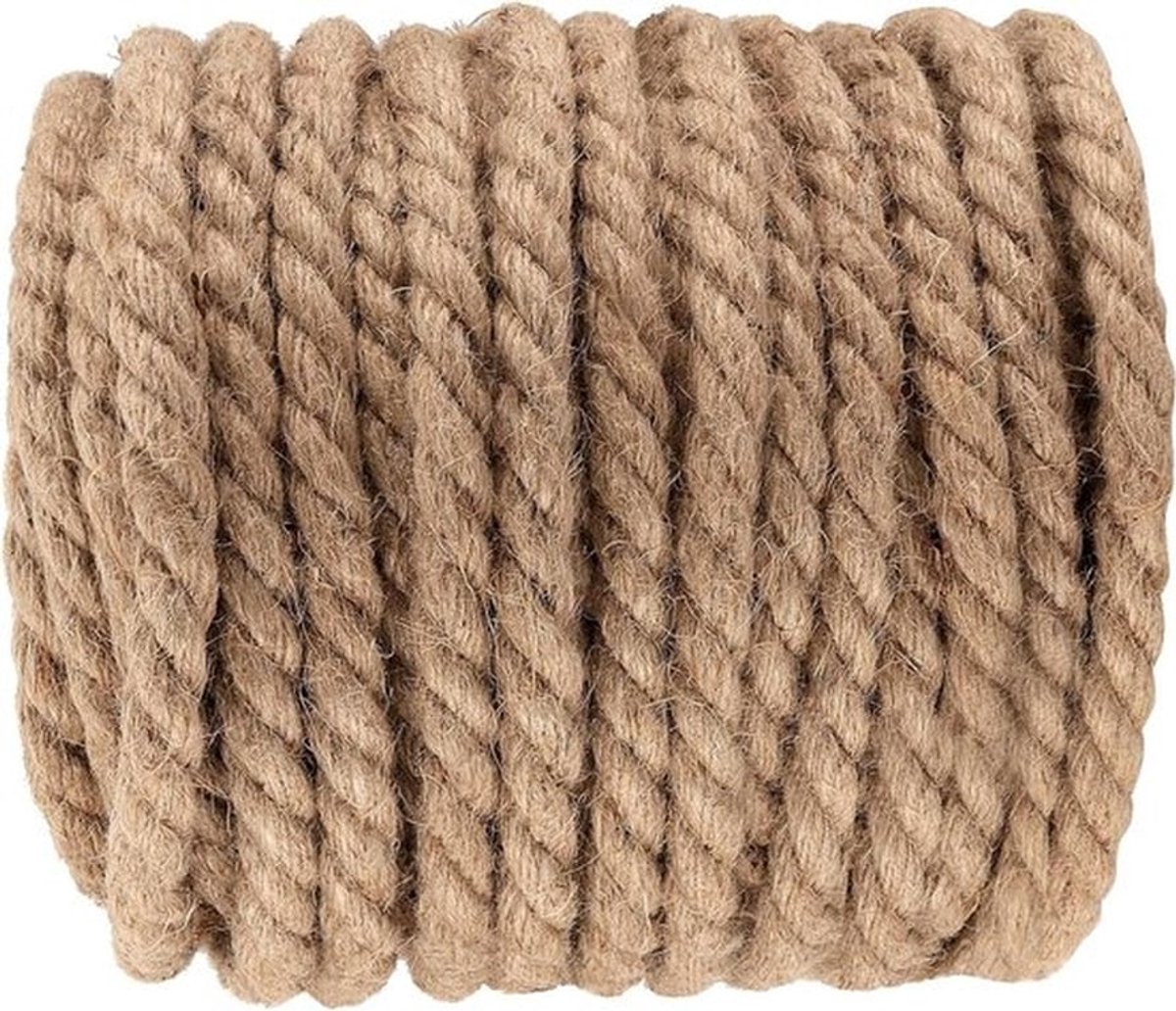 Natuurlijke Jute Touw van 14mm, Dikke Gevlochten Jute Koord voor Ambachten, Decoratie, DIY Projecten en Tuinieren - 20 Meter Lang