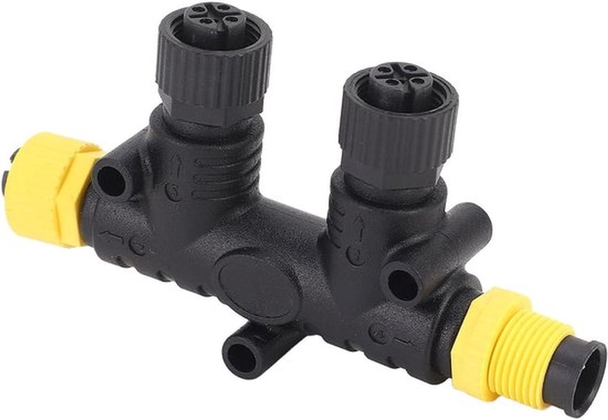 T Connector voor NMEA 2000 met 2 Poorten, Duurzame Bootaccessoires, IP67 Waterdicht, Hoogwaardige ABS Materiaal, 5-Pins Aansluiting voor Betrouwbare Verbinding