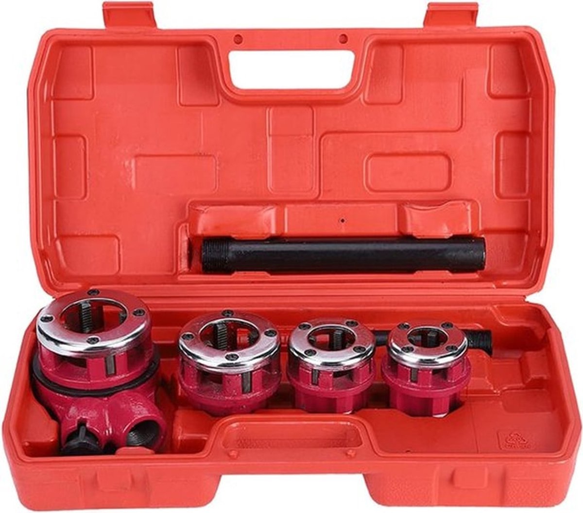 Professionele Draad Snijset voor Buizen - 4-delige Installatiekit voor Handmatig Loodgieterswerk met 1/2", 3/4", 1" en 1-1/4" Draadgereedschap voor Precisie en Duurzaamheid