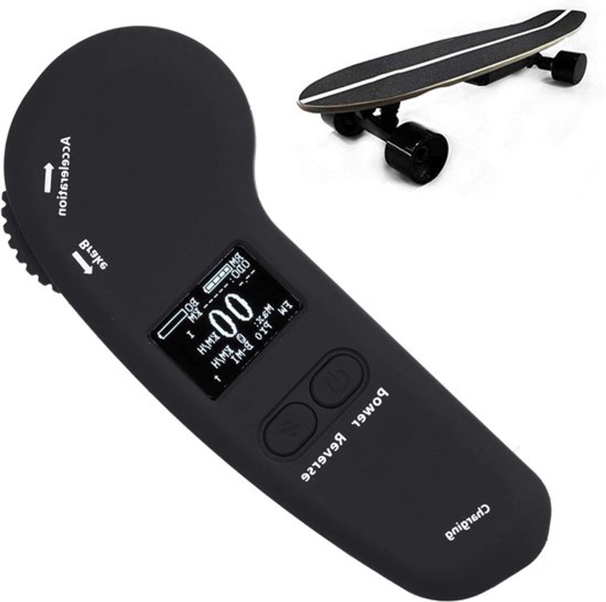 Draadloze afstandsbediening voor elektrisch skateboard met LED-display, trilfunctie en instelbare snelheidsrem