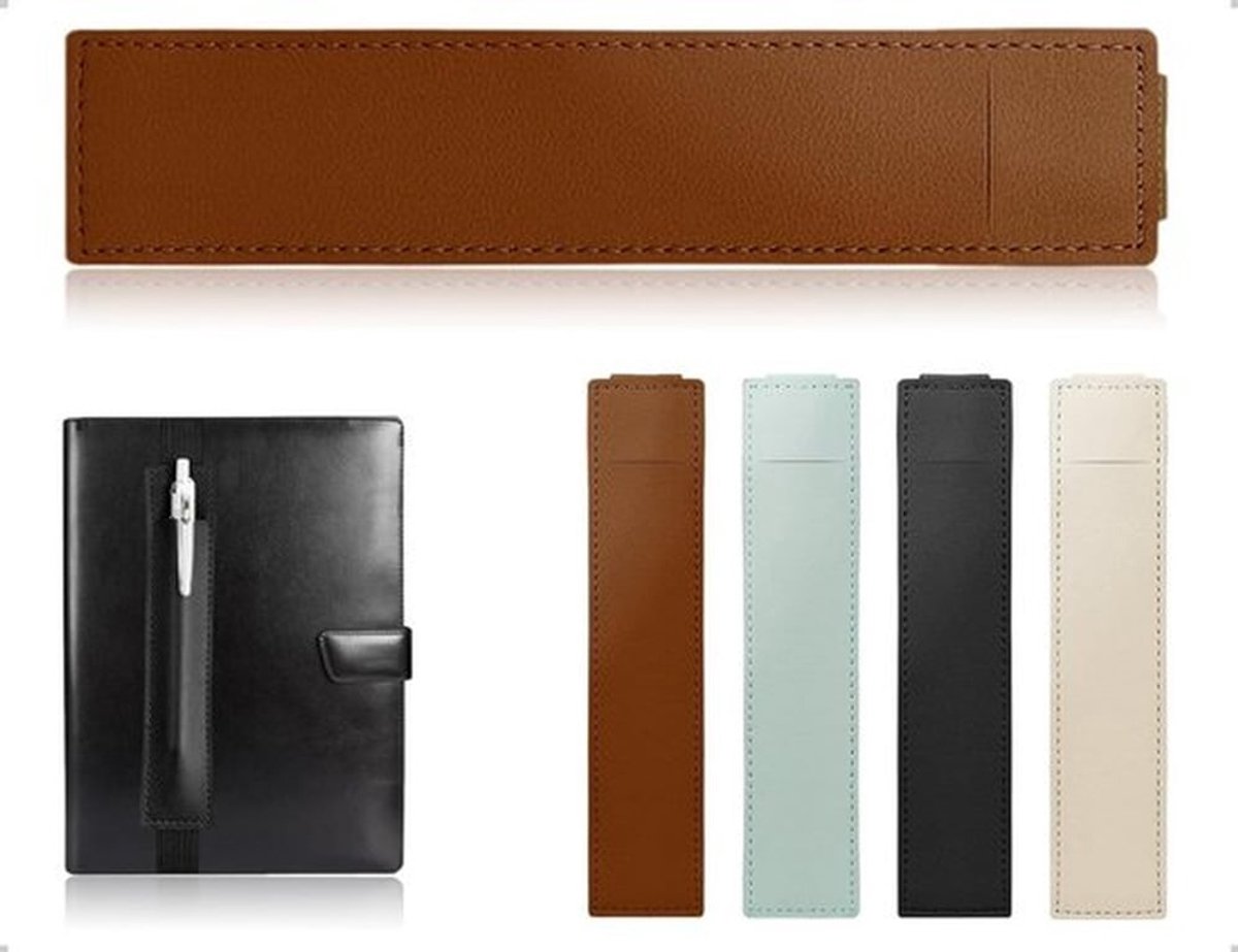 Set van 4 Pennenhouders, Herbruikbare Pennenhouder, Leren Etui met Elastische Band voor Kantoor en Thuis, Notitieboeken en Tablets in 4 Kleuren