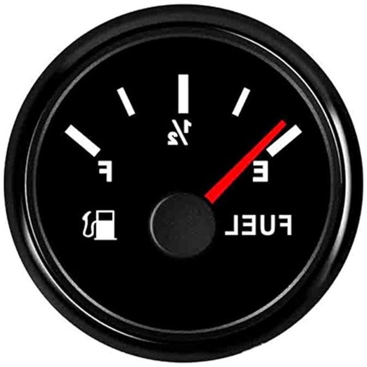 Digitale brandstofmeter 52mm voor motoren en boten - 0-190 ohm, 12V/24V, waterdicht met rode achtergrondverlichting
