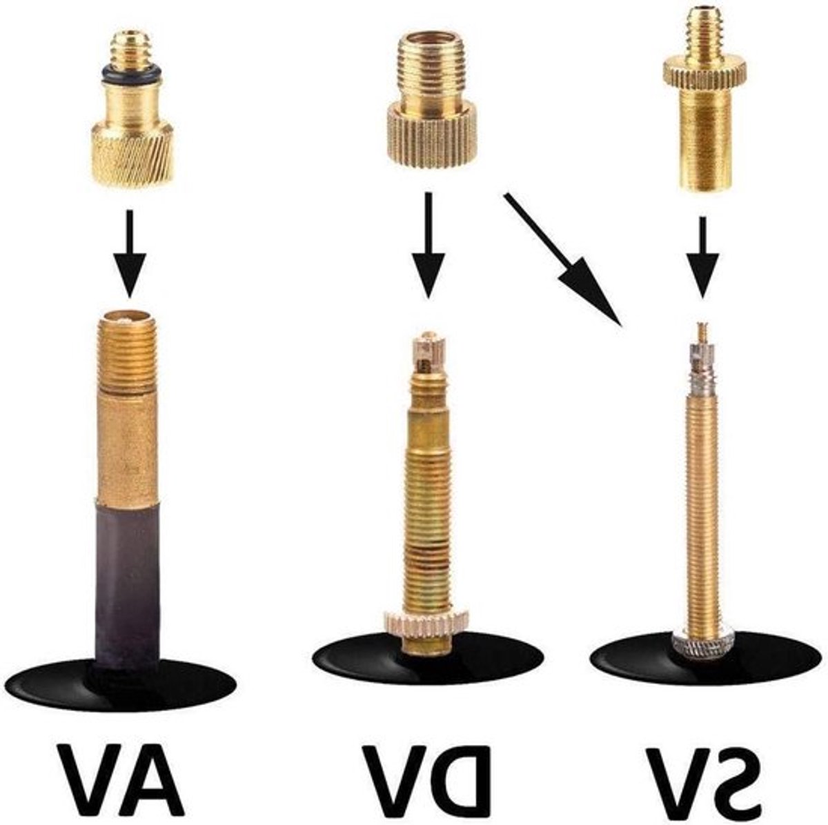 Fietsventiel Adapters 15 Stuks Voor SV, AV, DV Ventielen - Ideaal Voor Fietsen en Opblaasbare Ballonnen