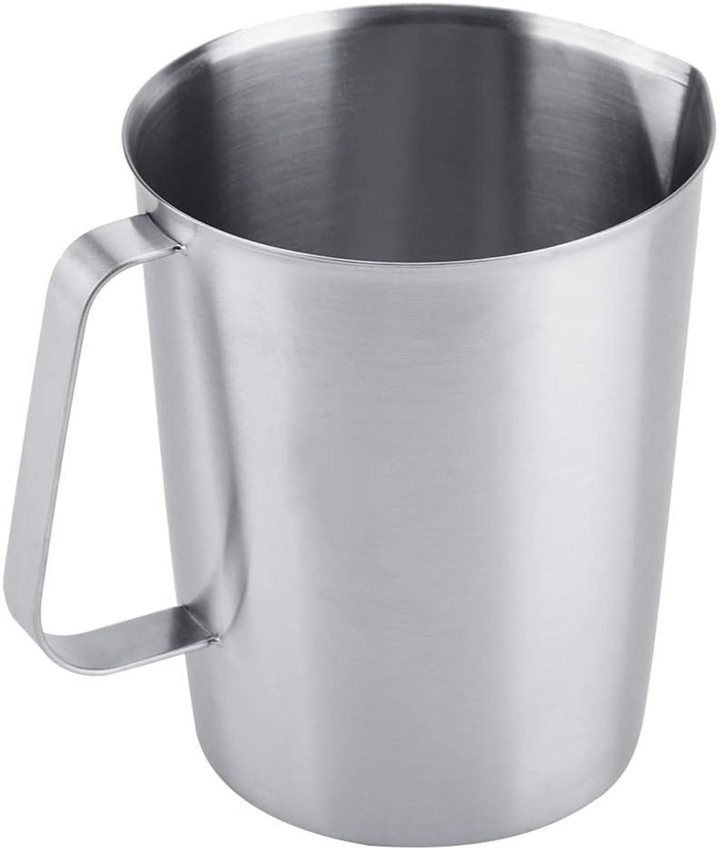 SnelShoppen - 2000ml RVS Maatbeker met Eenduitloop, Melkkan, Makkelijk Schoon te Maken Opschuimkan met Duidelijke Kalibratie voor Melk, Koffie, Water,