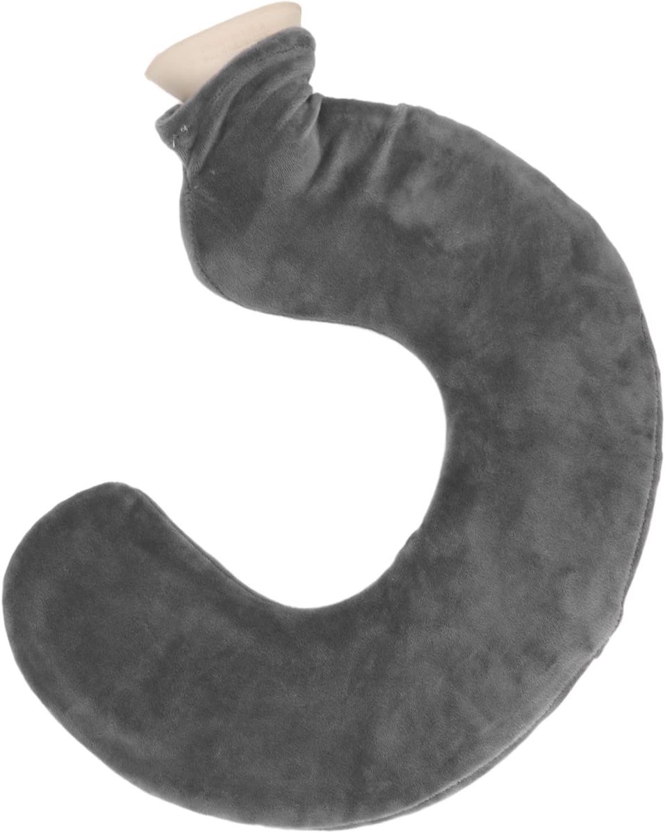 SnelShoppen - Warmwaterkruik, U Vormige Kruik Met Afneembare Stofhoes, Zachte Rubber Warmwaterzak Voor Nek & Lichaam, Grijs Set, Ideaal Voor Ontspanni