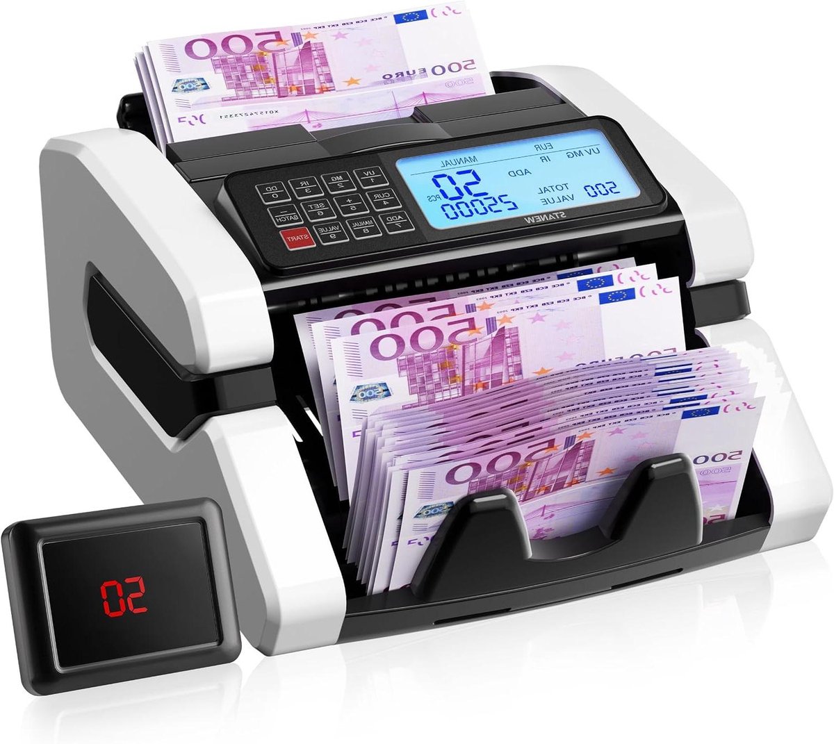 Bankbiljettenteller - Geldteller - Snel Tellen - Meerdere Detecties - 200 Biljetten - Zwart