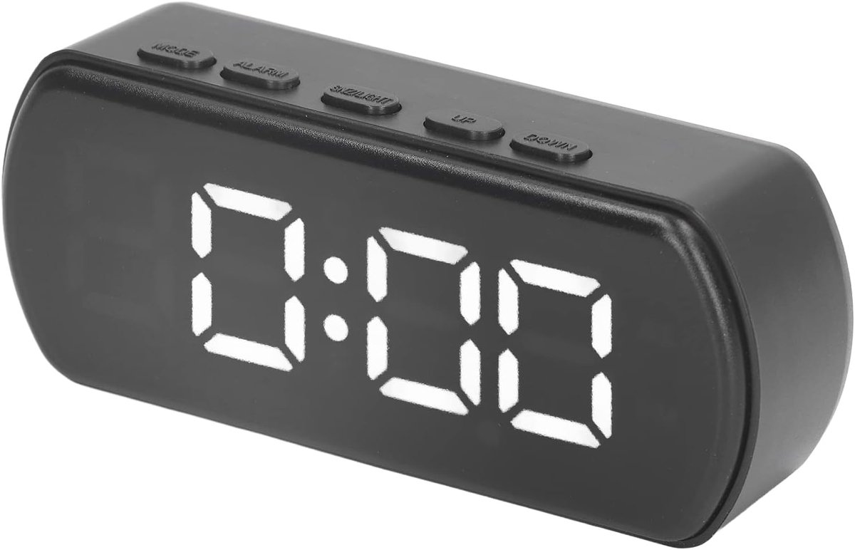 SnelShoppen - Digitale Wekker met Snooze Functie en Temperatuurweergave - Compacte LED Klok voor Keuken, Kantoor en Slaapkamer - Wit