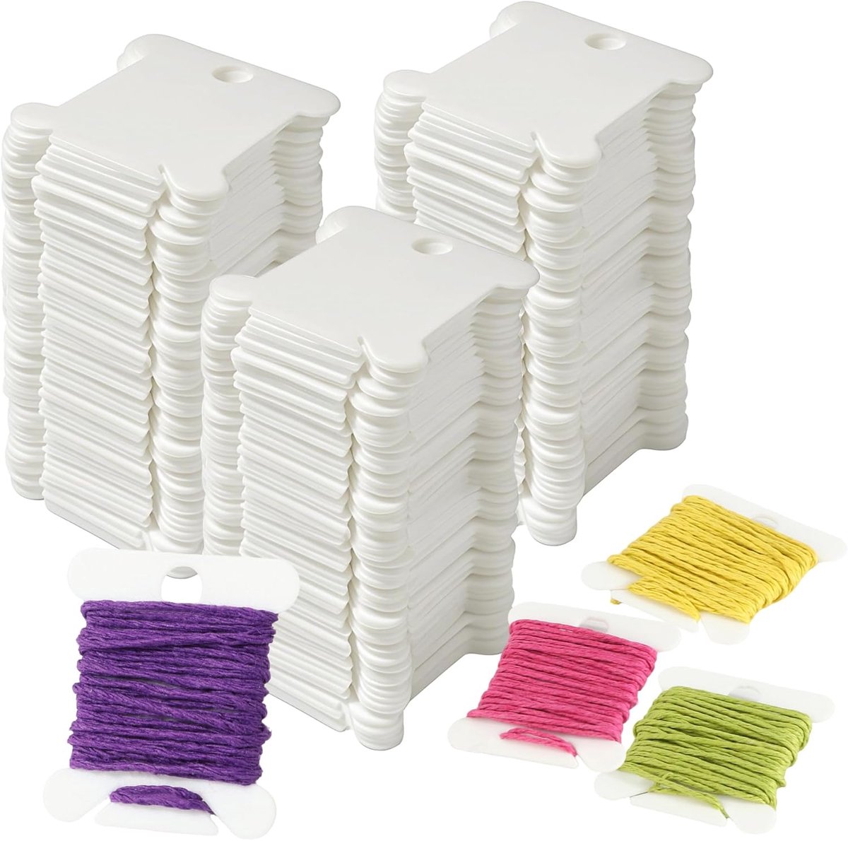 SnelShoppen - 300 Stuks Borduurkaarten voor Borduren, Spools voor Borduurwerk | Witte Draad Organizer voor Creativiteit, Handwerken, Embroidery, Hobby
