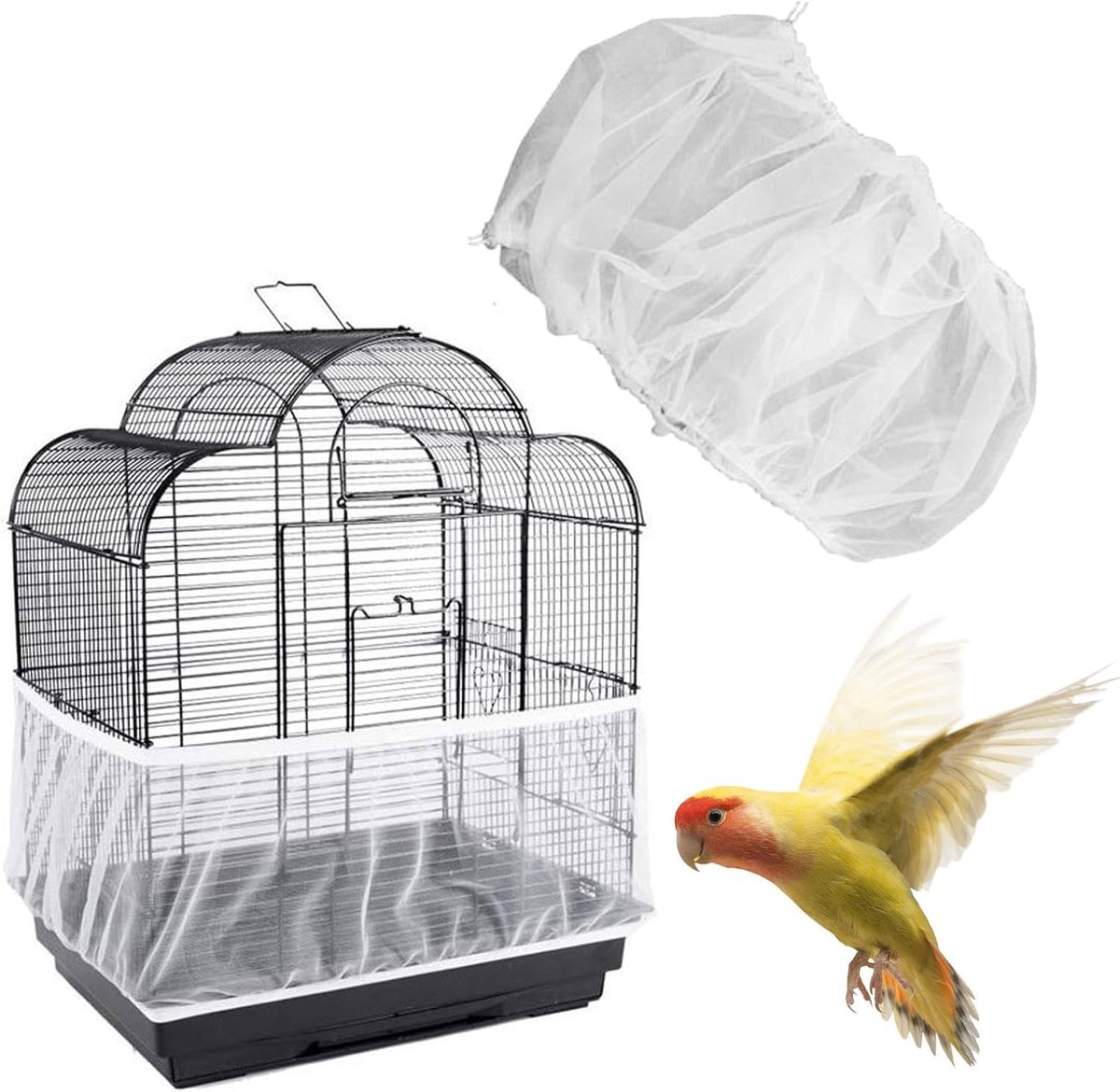 SnelShoppen - Grote Vogelkooi Dekens Wit Vogelnet voor Ronde en Vierkante Cages 150-180cm Ademend Slijtvast Waterdicht