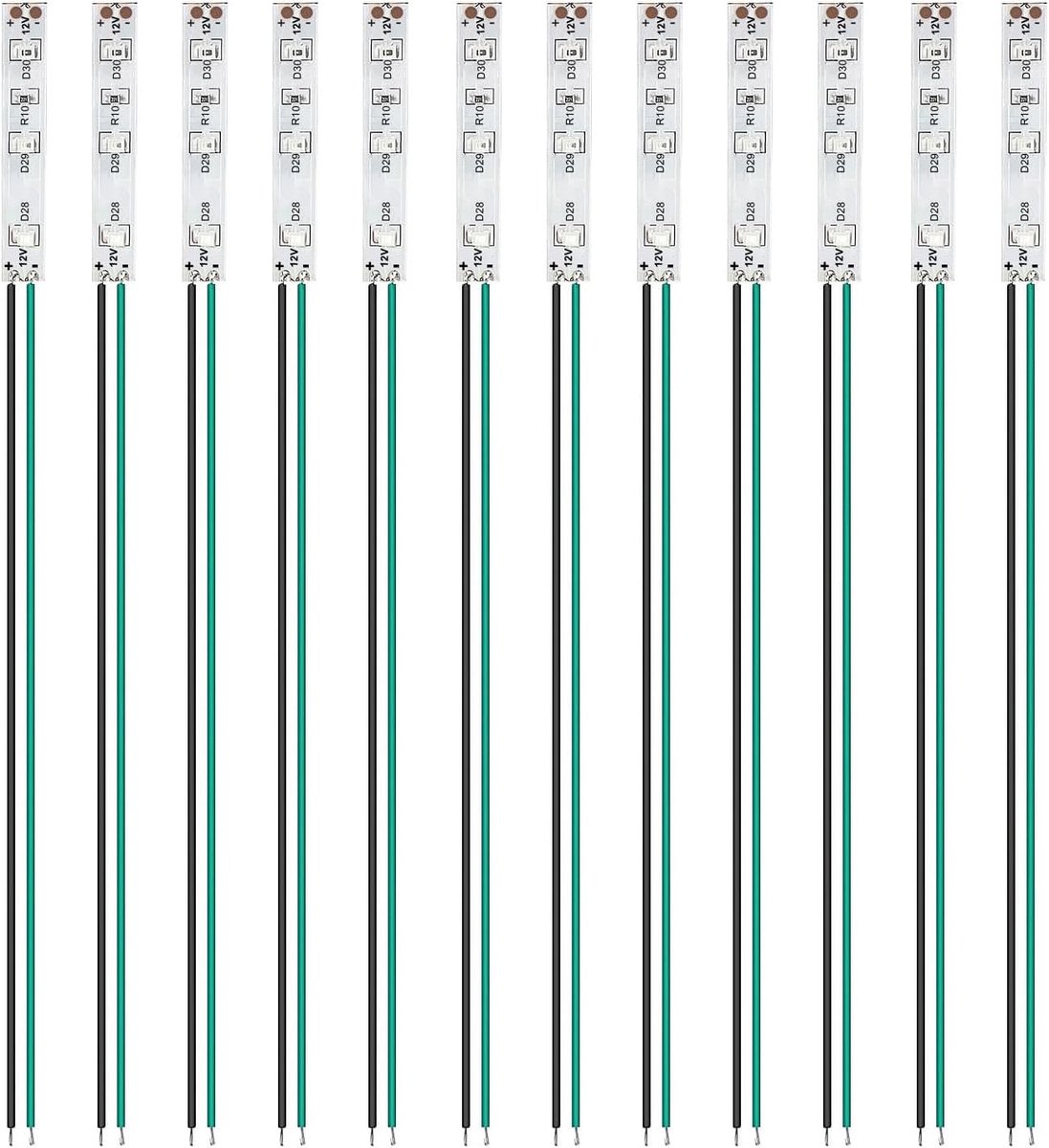 SnelShoppen - 12 Stuks 50mm LED Strips, 2335 SMD LED, 12-18V, Groene Modelbouw Verlichting, Flickervrij, Eenvoudige Installatie, Voor Creatieve Projec
