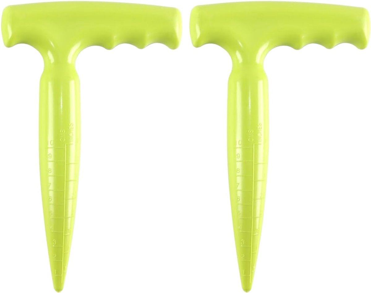 SnelShoppen - Set van 2 Bloembollen Planttools, Plastic Plantenpen met Meetlat, Ideaal voor Tuinliefhebbers, Lichtgroen, Geschikt voor Handplanten