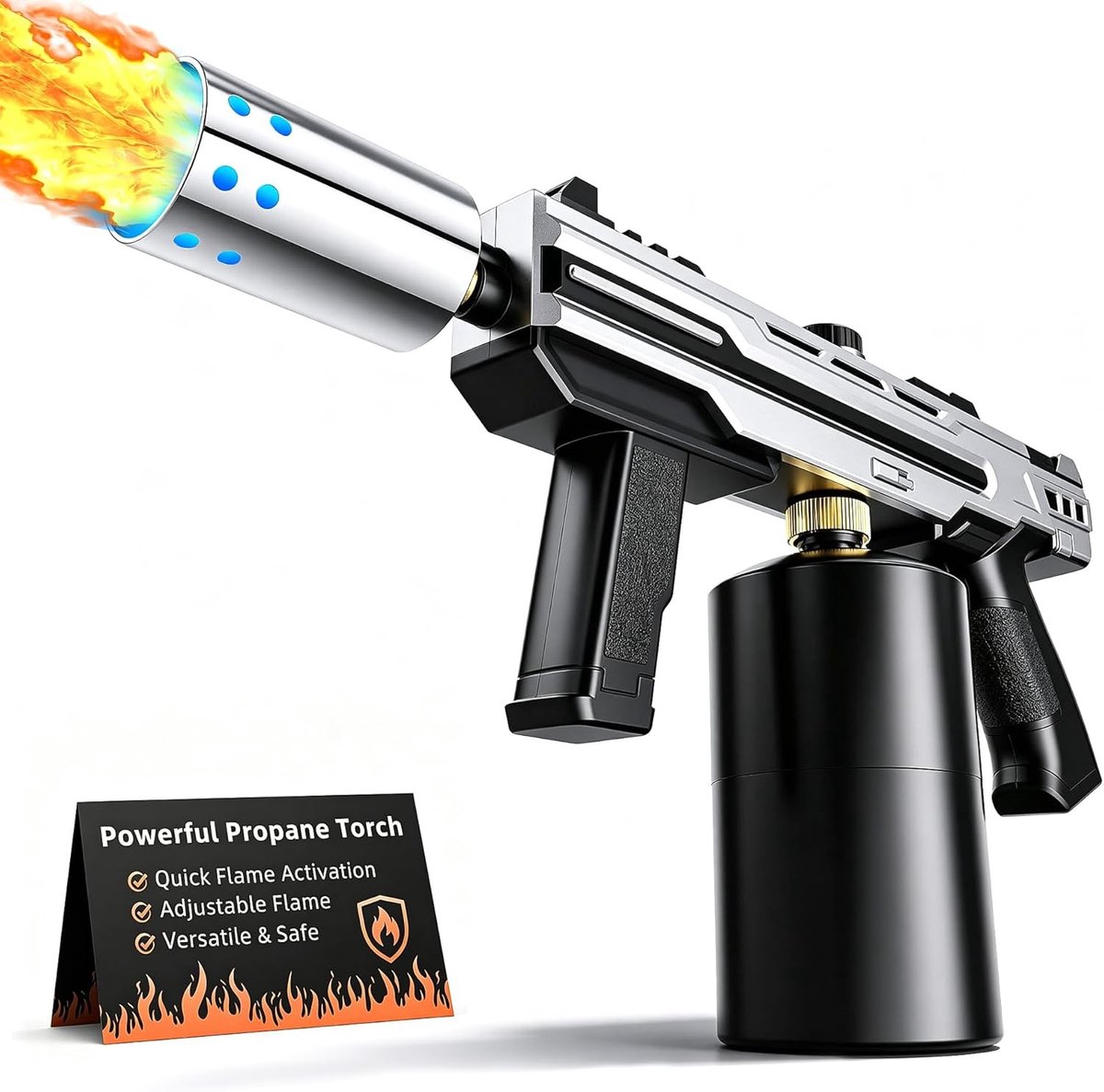 Multifunctionele Vlambrander - Zwart - Handzaam Ontwerp - Voor Huishoudelijk Gebruik en BBQ