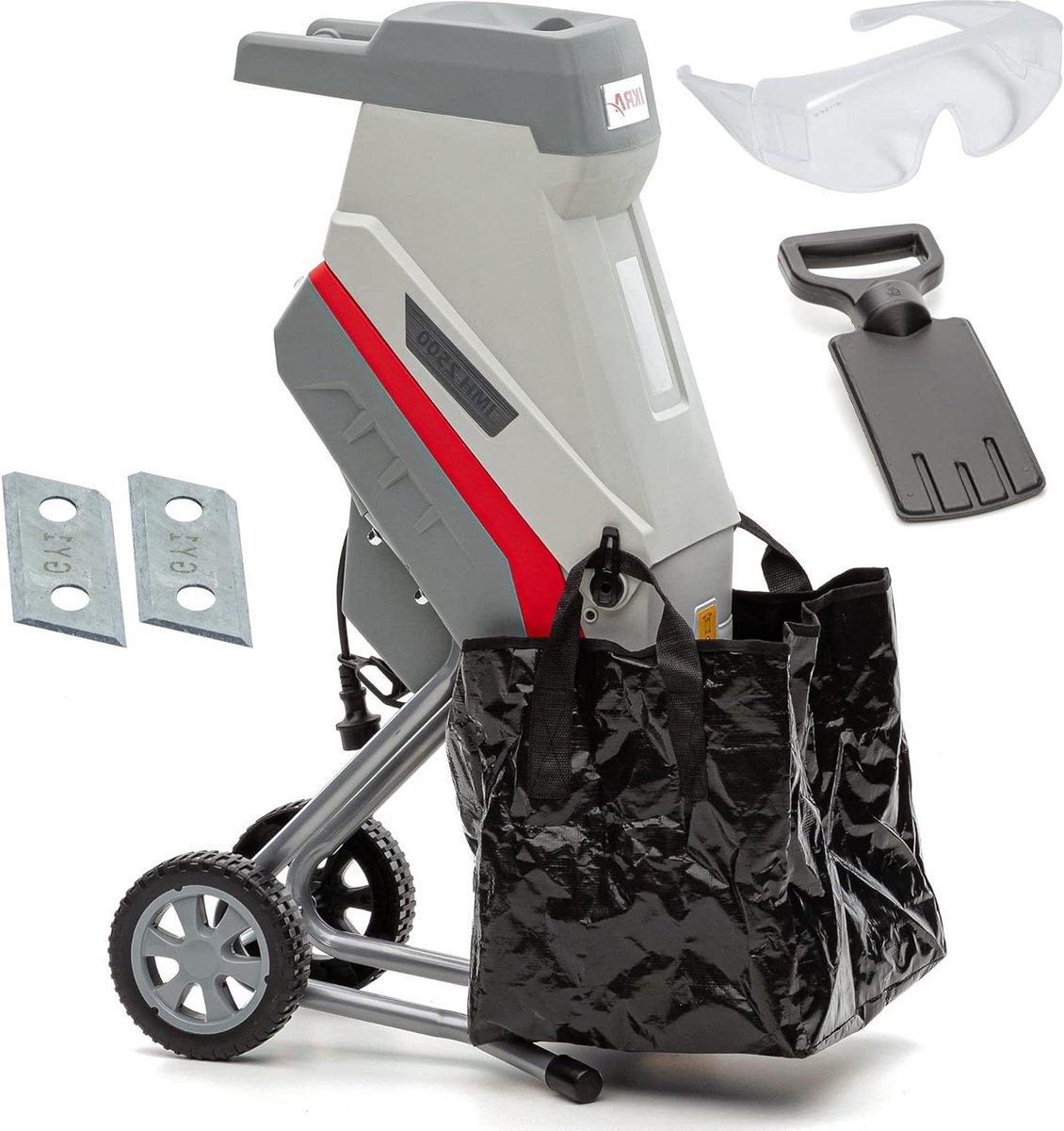 Elektrische Hakselaar - Takkenshredder Mulcher - Tuinafval Verwerken - Krachtige 2500 Watt Motor - 45 mm Takdikte - Zwart Grijs
