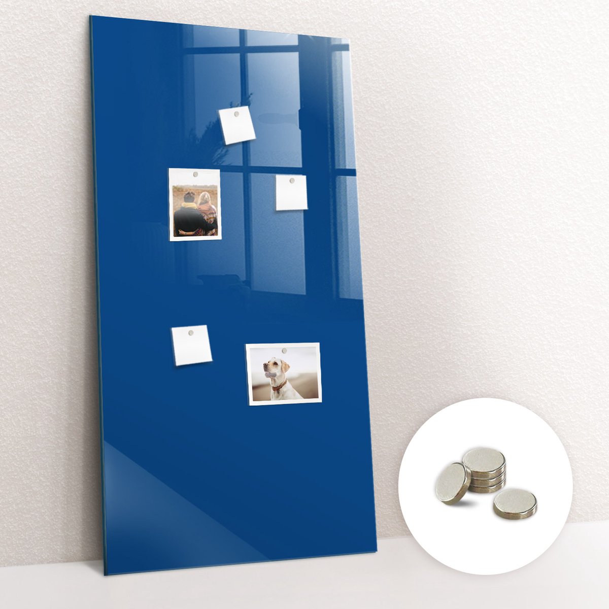 Tulup Glassboard - Blauwe kleur Magneetbord - 70 cm x 100 cm - Magneetbord Keuken - Minimalistisch Prikbord - Memobord Magnetisch Blauw - Gratis 5 Sterke Magneten - Magneetbord Design - Memo Magneetbord