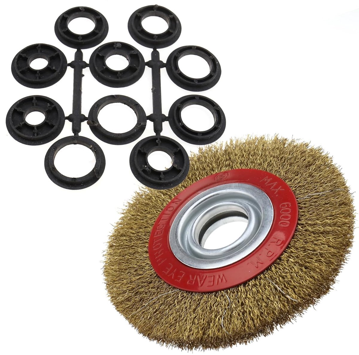 SnelShoppen - Ronde Stalen Borstel voor Schoonmaken, Verwijderen van Roest en Schilderwerk, 0.3mm Staal Draad, Diverse Adapterringen, Ideaal voor Meta