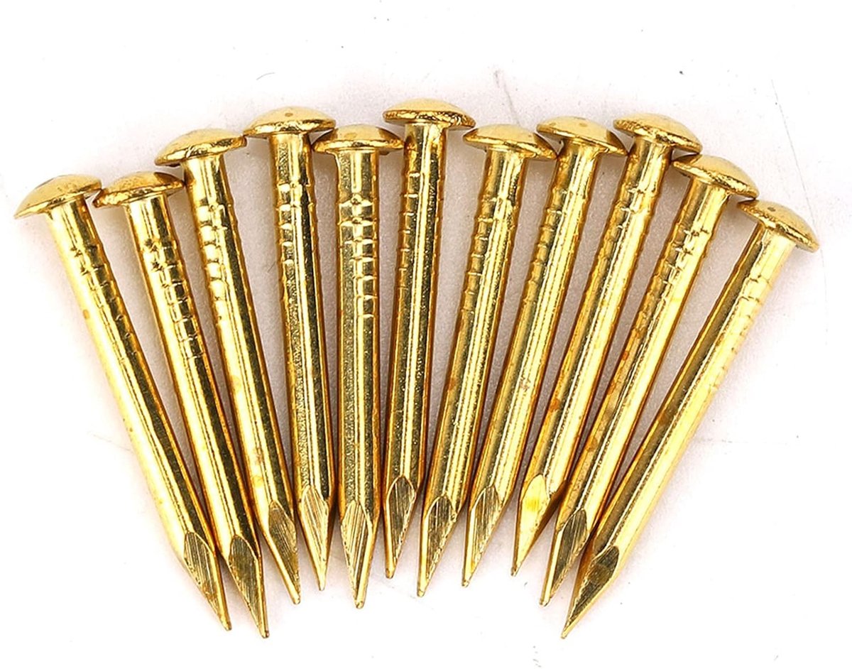 SnelShoppen - Messing Spijkers Goud, 100 Stuks Ronde Kop Spijker Messing Meubels Grote Kop 20mm Accessoires 10mm/15mm/18mm/22mm 15mm Lengte Hamer Hard