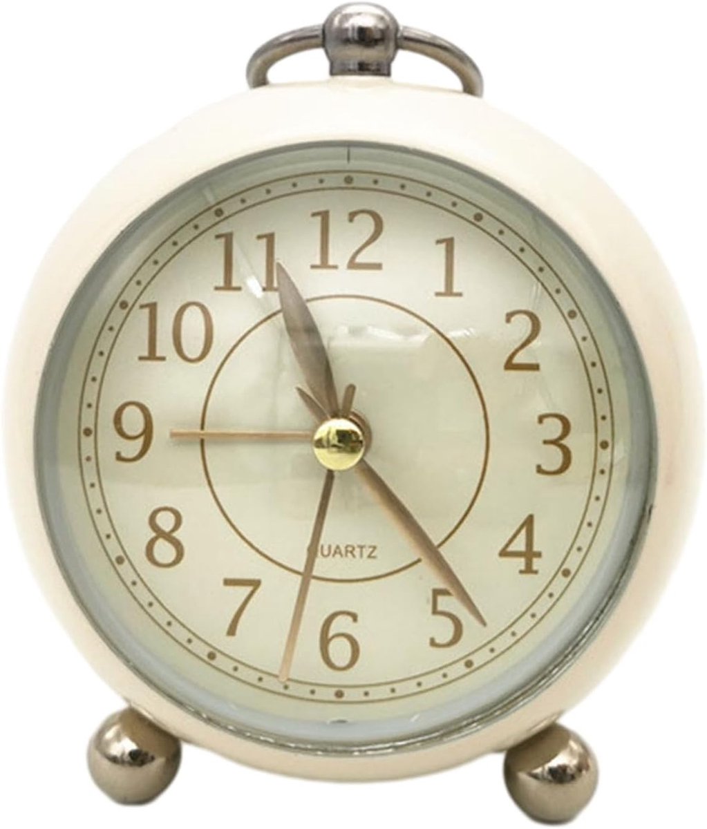 SnelShoppen - Vintage en Stijlvolle Stille Wecker, Digitale Mini Alarmklok met Analoge Display, Perfect voor Slaapkamer, Kantoor en School, Decoratie