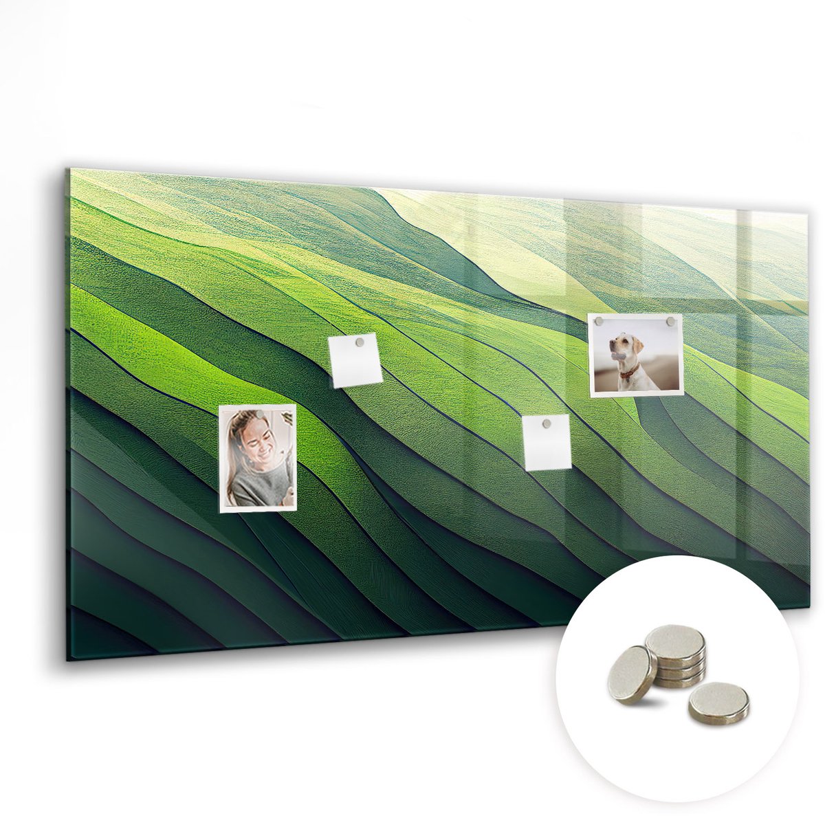 Coloray Glazen Magneetbord - Magnetisch Bord Abstract landschap - 120x60 cm - Groente Magneetbord - Magnetic Board - Magneetbord Design