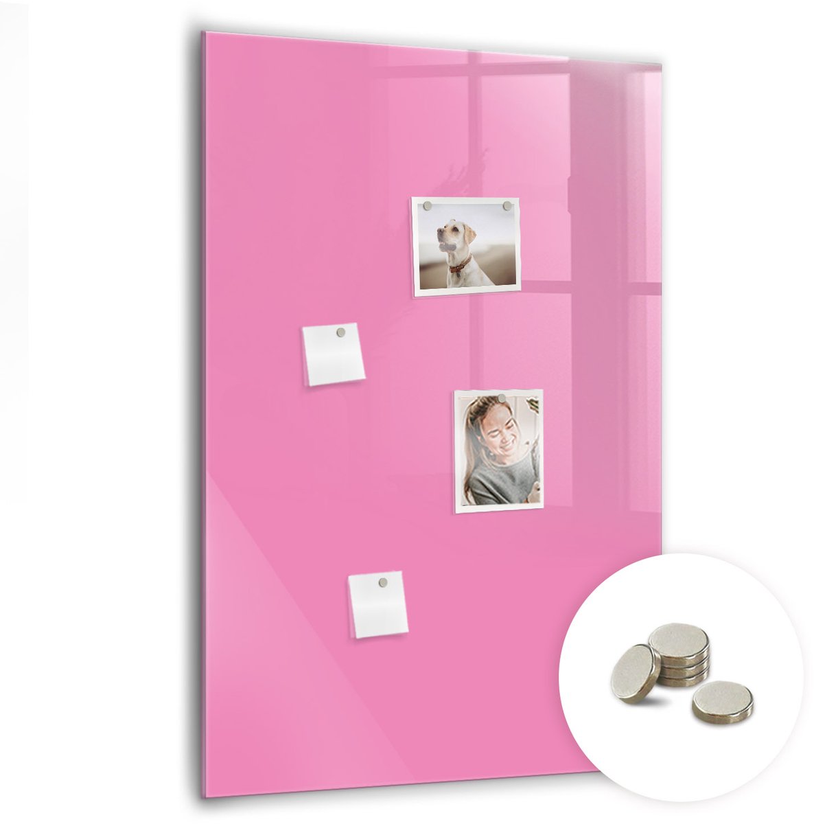 Coloray Glazen Magneetbord - Magnetisch Bord Rook - 70x100 cm - Roze Magneetbord - Magnetic Board - Bureau Decoratie