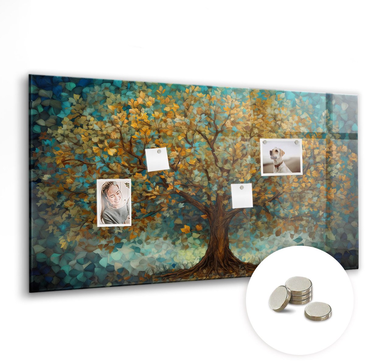 Coloray Glazen Magneetbord - Magnetisch Bord Decoratieve wereldkaart - 120x60 cm - Veelkleurig Magneetbord - Magnetic Board - Magneetbord Design