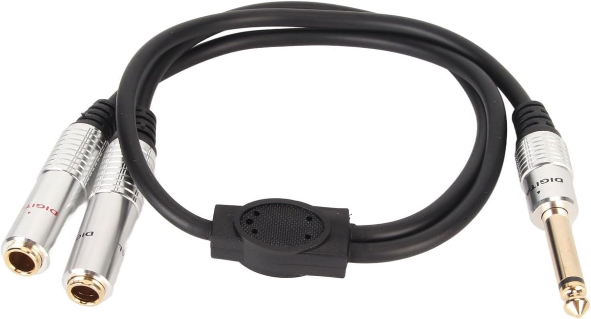 SnelShoppen - Stereo Splitter Y Kabel 6.35mm Mono Plug naar Dubbele 6.35mm Vrouwelijke Jack Kabel - Goud Geplateerd, Geluidsadapter voor Professionele