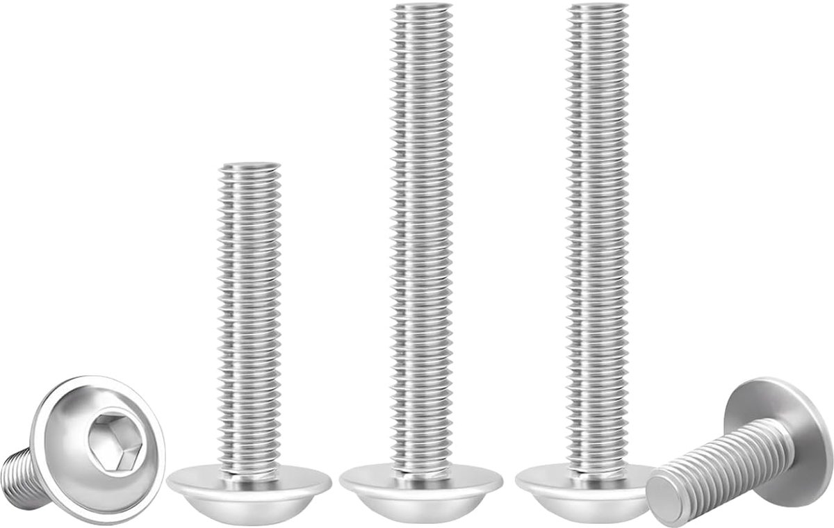 SnelShoppen - M5 x 25mm Lenskop Schroeven, 30 Stuks Platte Hoofd Schroeven met Flens, RVS, ISO 7380-2, Hexaansluiting, Voor Diverse Toepassingen