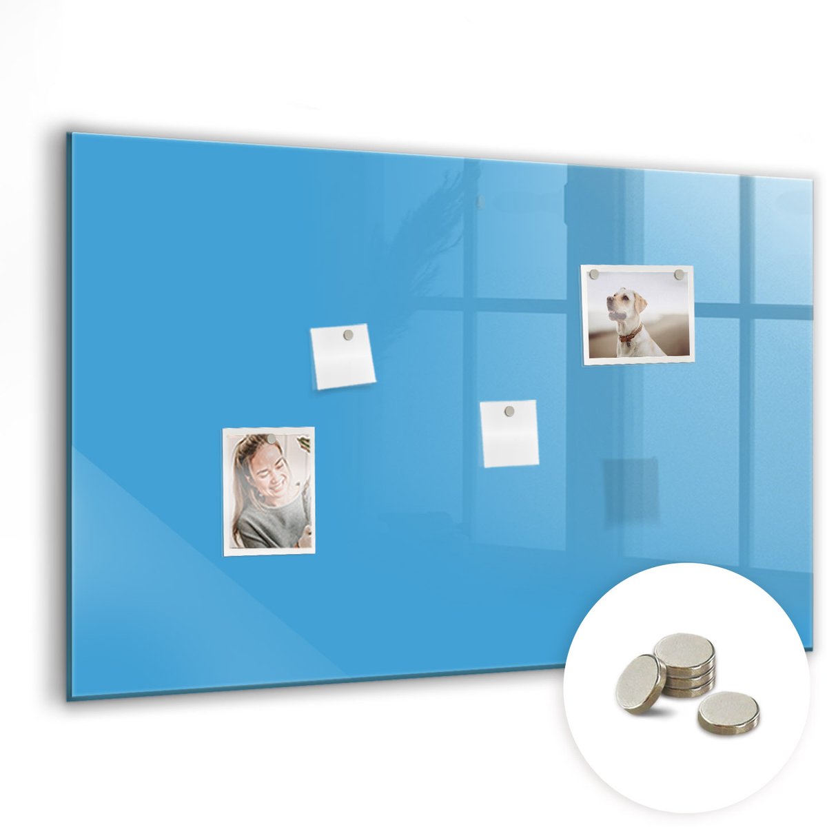 Coloray Glazen Magneetbord - Magnetisch Bord Bruine kleur - 90x60 cm - Blauw Magneetbord - Magnetic Board - Memobord