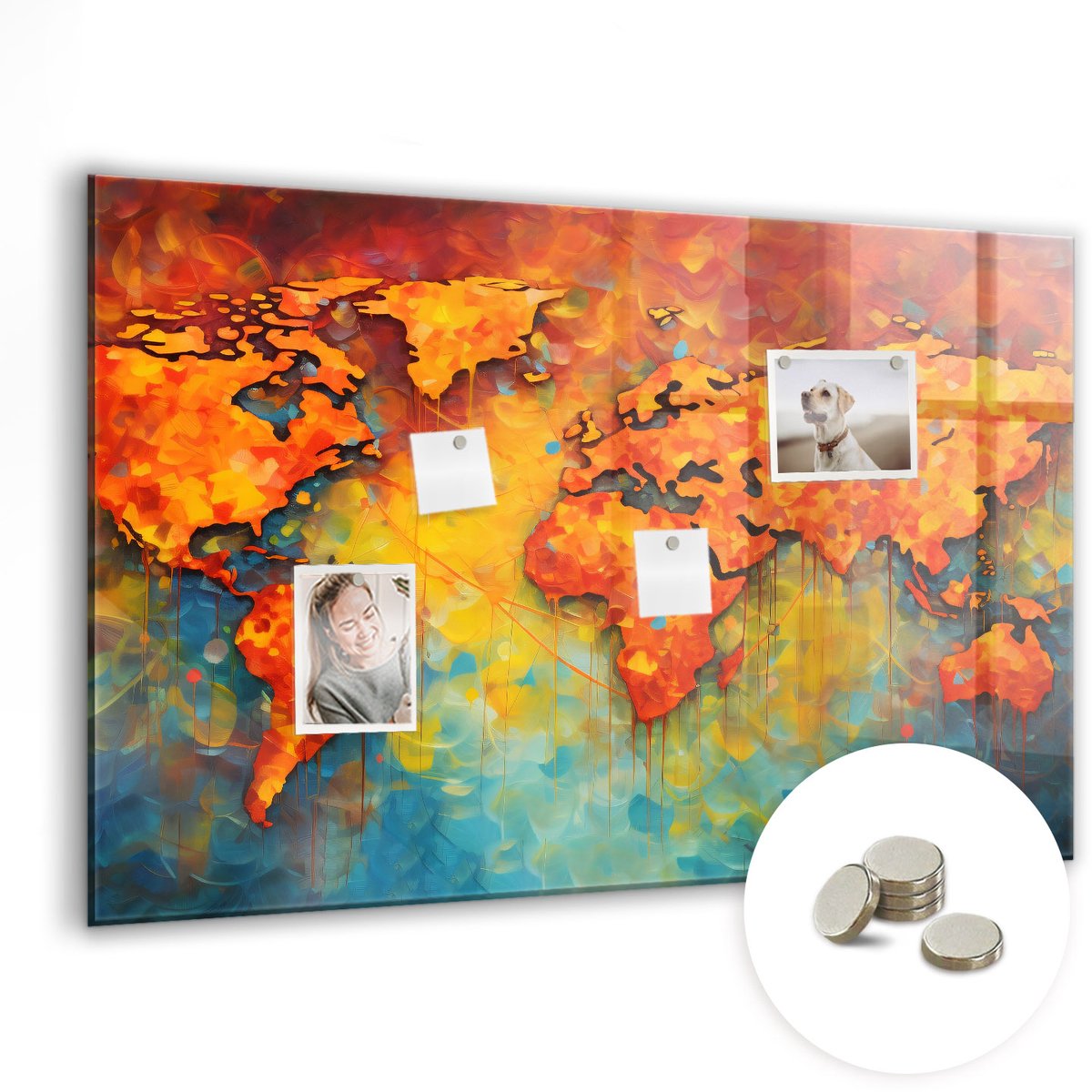 Coloray Glazen Magneetbord - Magnetisch Bord Limoenen - 90x60 cm - Veelkleurig Magneetbord - Magnetic Board - Magneetbord Design