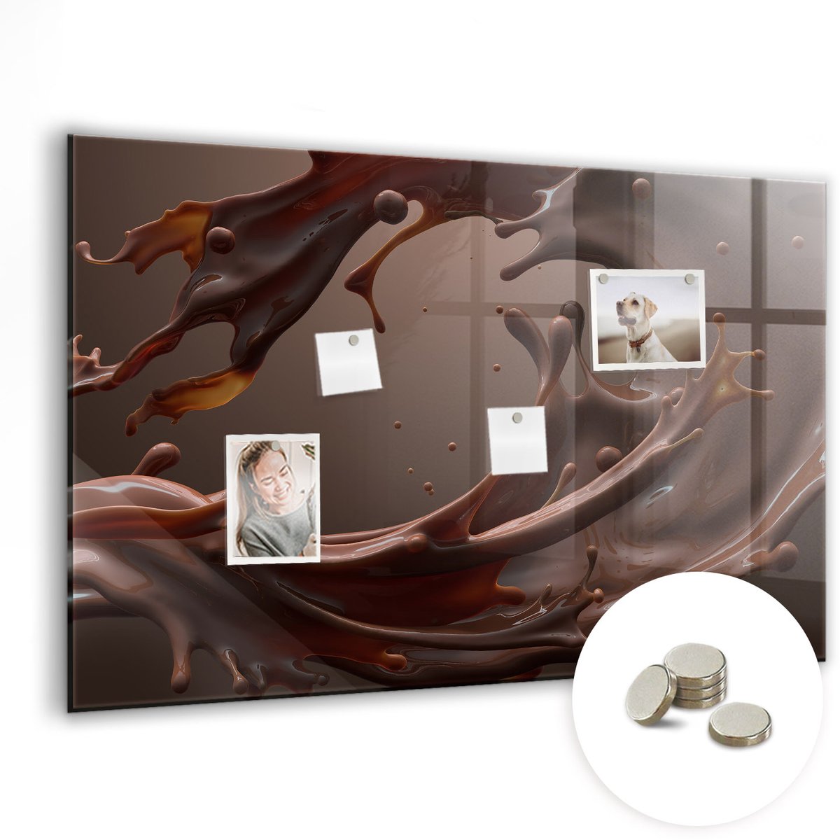Coloray Glazen Magneetbord - Magnetisch Bord Abstract landschap - 90x60 cm - Bruin Magneetbord - Magnetic Board - Magneetbord Design