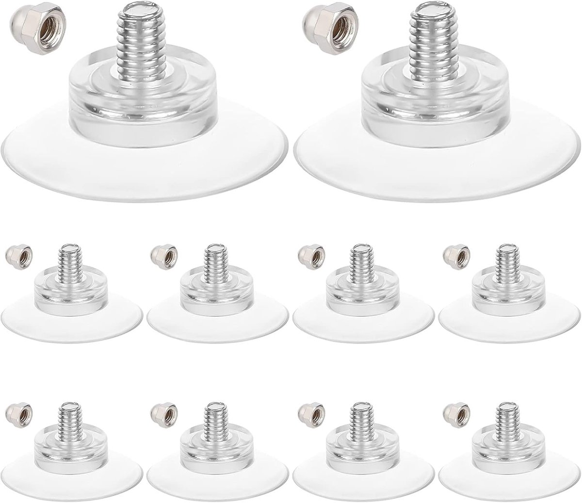 SnelShoppen - Set van 12 Zuignap Haken voor Kentekenplaten - Transparante Zuignappen 32mm - Sterke Zuigkracht - Ideaal voor Badkamer, Keuken en Meer