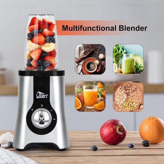 Multifunctionele Blender - Sapcentrifuge Mixer - Gezonde Dranken Maken - 5-in-1 Keukenhulp - 125 Liter Kan - Zilver — afbeelding 2