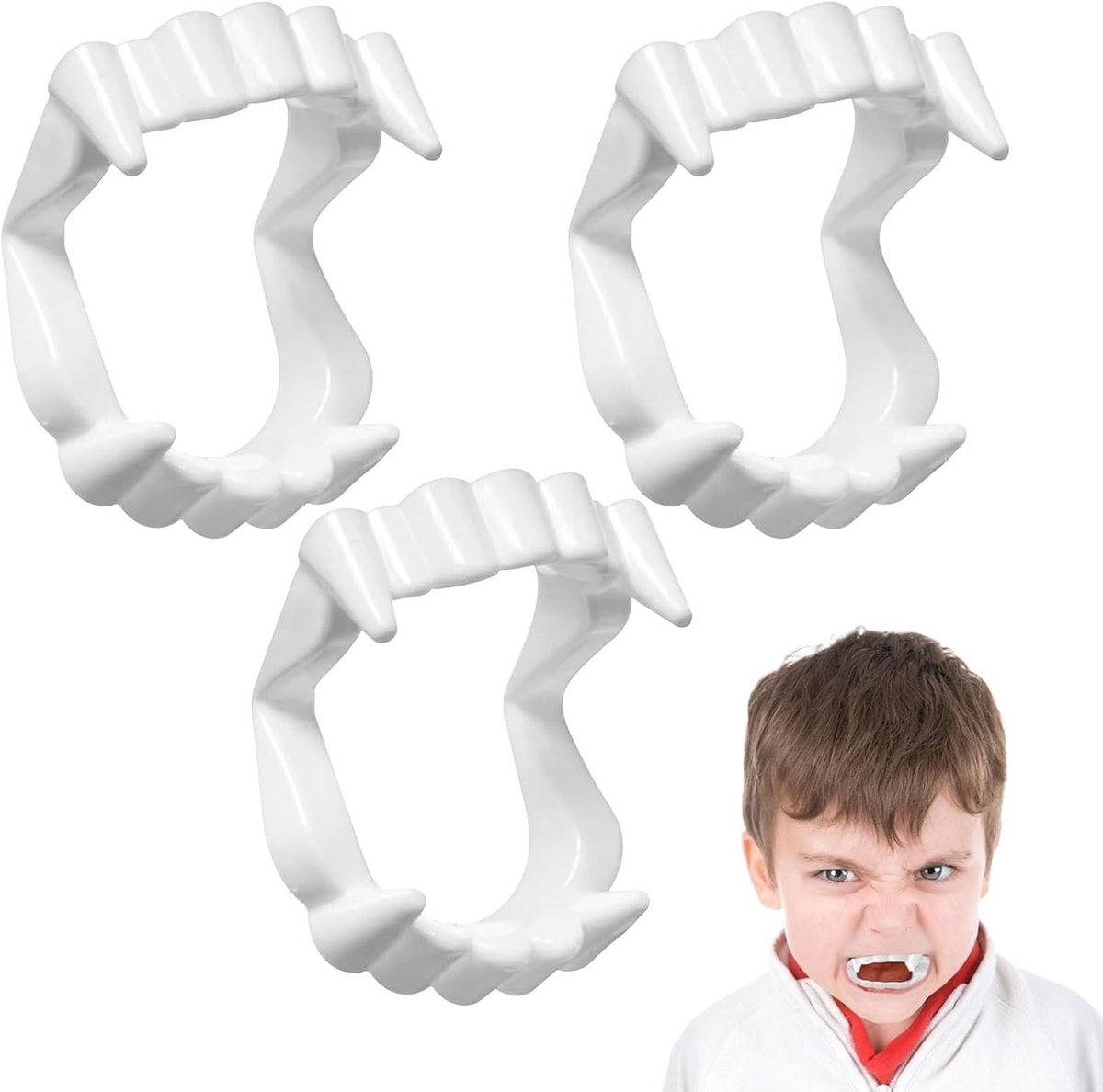 Realistische Vampiertanden Set van 3 Stuks voor Halloween, Cosplay en Feestjes, Schrikwekkende Accessoires voor Volwassenen en Kinderen
