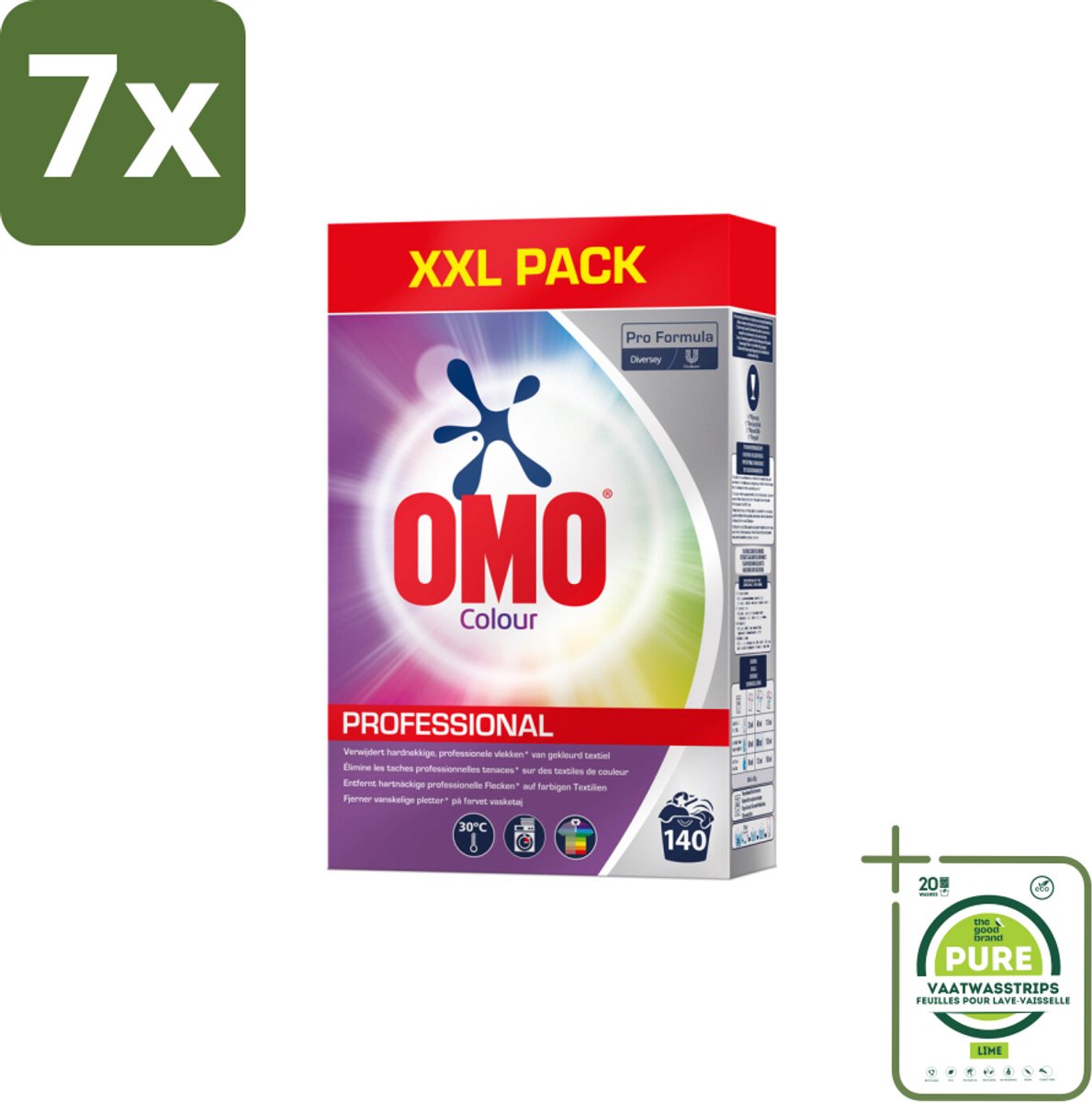 7 x Omo Professional – Wasmiddel Poeder – Gekleurde Was – 140 Wasbeurten – Pro Formula – 7 kg - Grootverpakking - Kleurwas - Kleurbescherming - Waspoeder - Wasmachine - Wasgoed