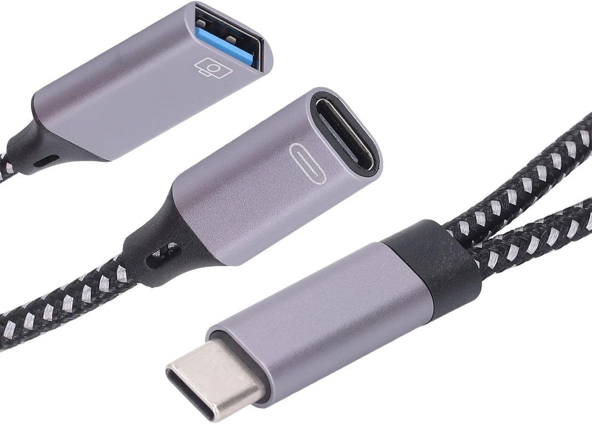 SnelShoppen - USB C Naar USB 3.0 Adapter, USB C OTG Adapter, Dubbele Ingang USB A en Type C, Snelle Stabiele Overdracht, Aluminium Legering, Voor Comp