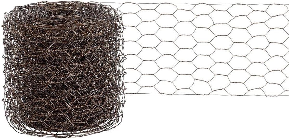 SnelShoppen - Hekdraad Gaas 0.1 x 10 m Hexagonaal Draad Gaas voor Tuin, Klusjes en Creatieve Projecten, Duurzaam Ijzer, Bruin, Ideaal voor Bloemstukke